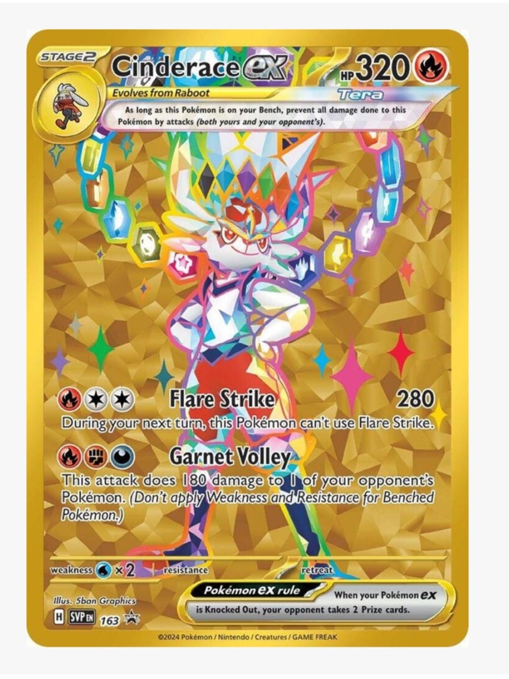 Cinderace ex SVP Promo Pokemon Card - Scarlet & Violet